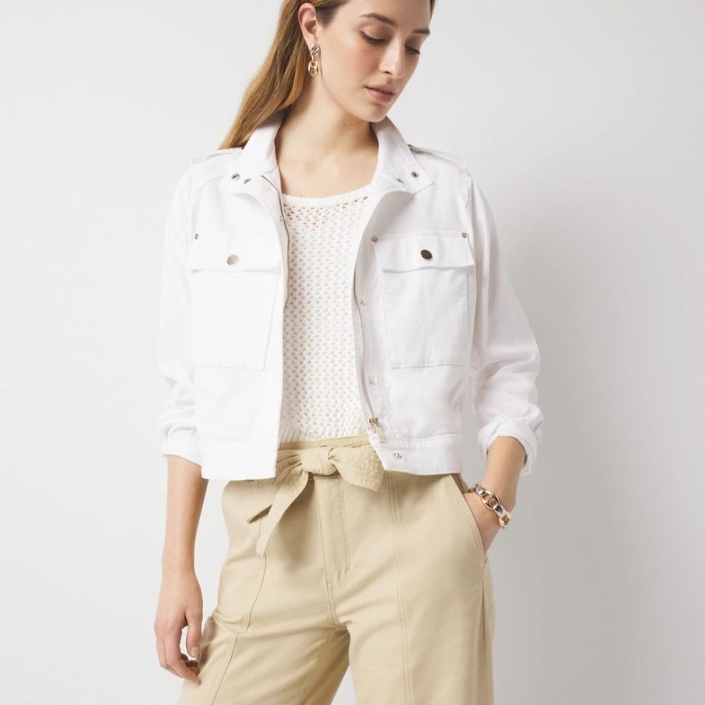 White House Black Market White Utility Jacket